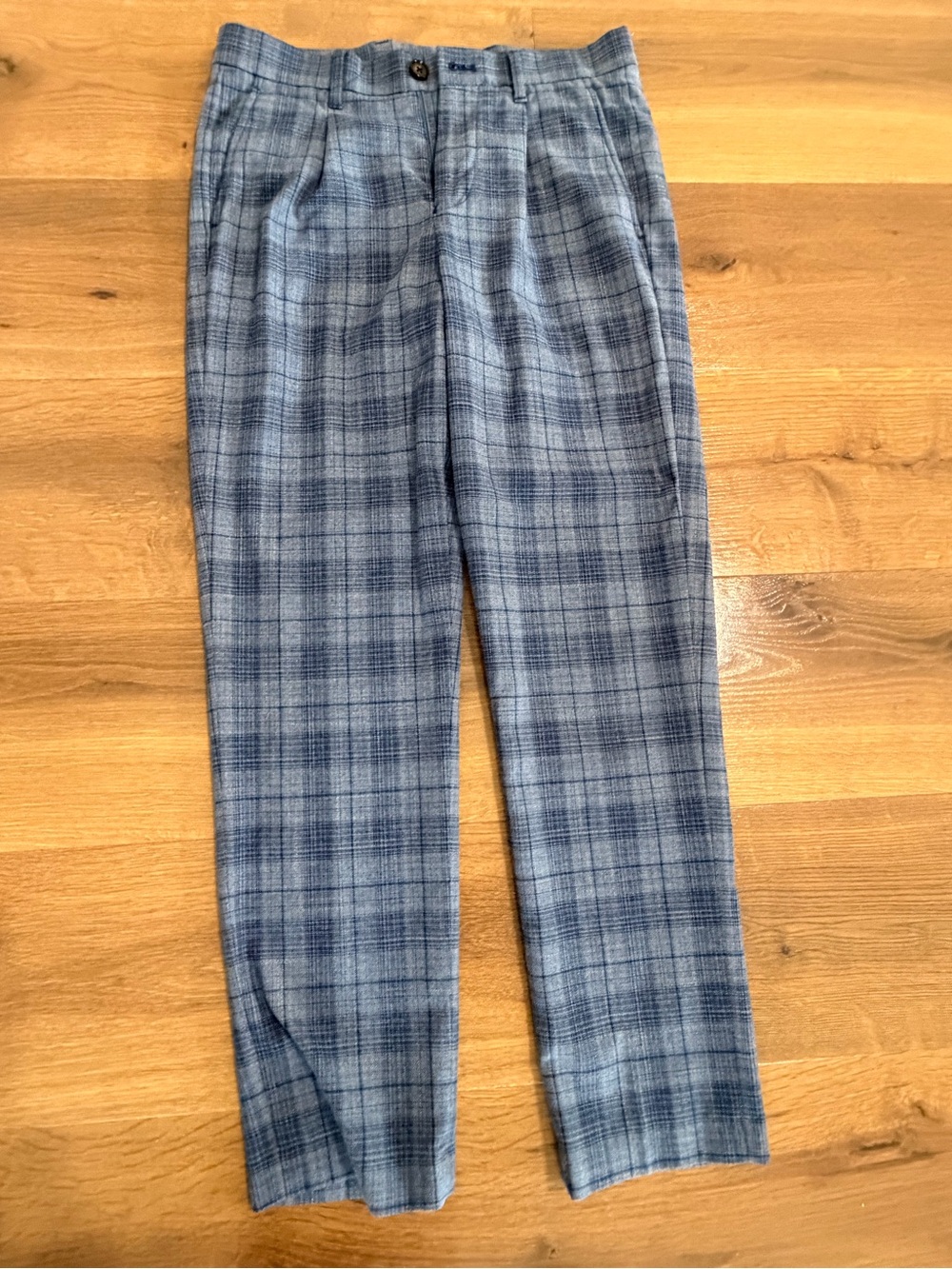 Murano Men's Light and Dark Blue Plaid Trousers